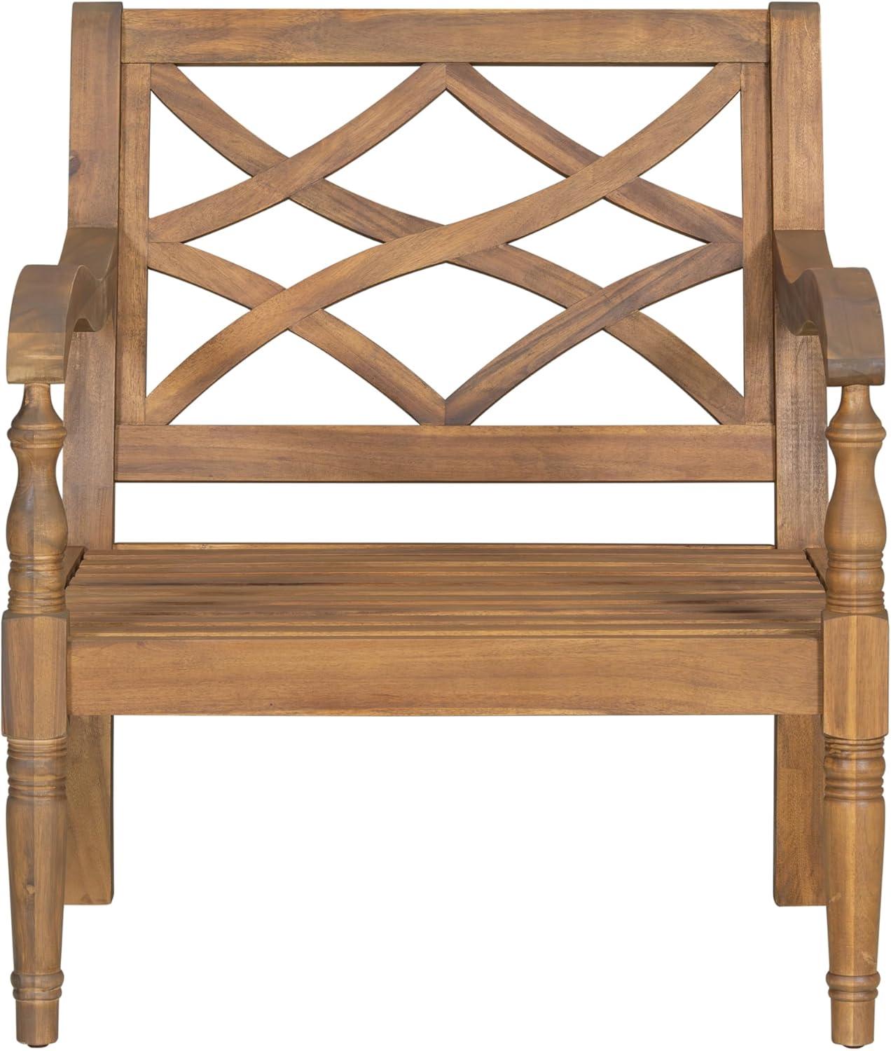 imageChristopher Knight Home Pyosik Acacia Wood Patio Chair Comfy Armchair with Thick Cushions Comfort Seating for Garden Backyard Poolside Wooden Lounge Chair Outdoor with Armrest Beige Natural