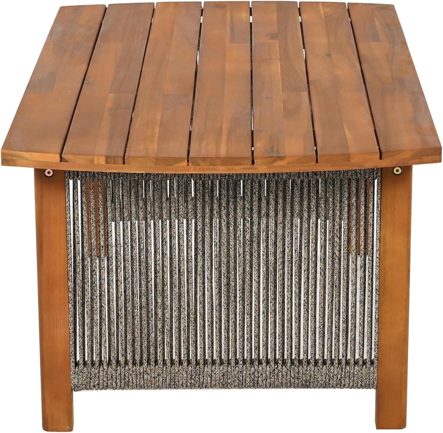 imageChristopher Knight Home Quixley Acacia Wood 4 Piece Patio Furniture Set Wooden Patio Conversation Set with Club Chair and Coffee Table 4Seater Outdoor Loveseat Sofa Chair and Table Set TeakBeige
