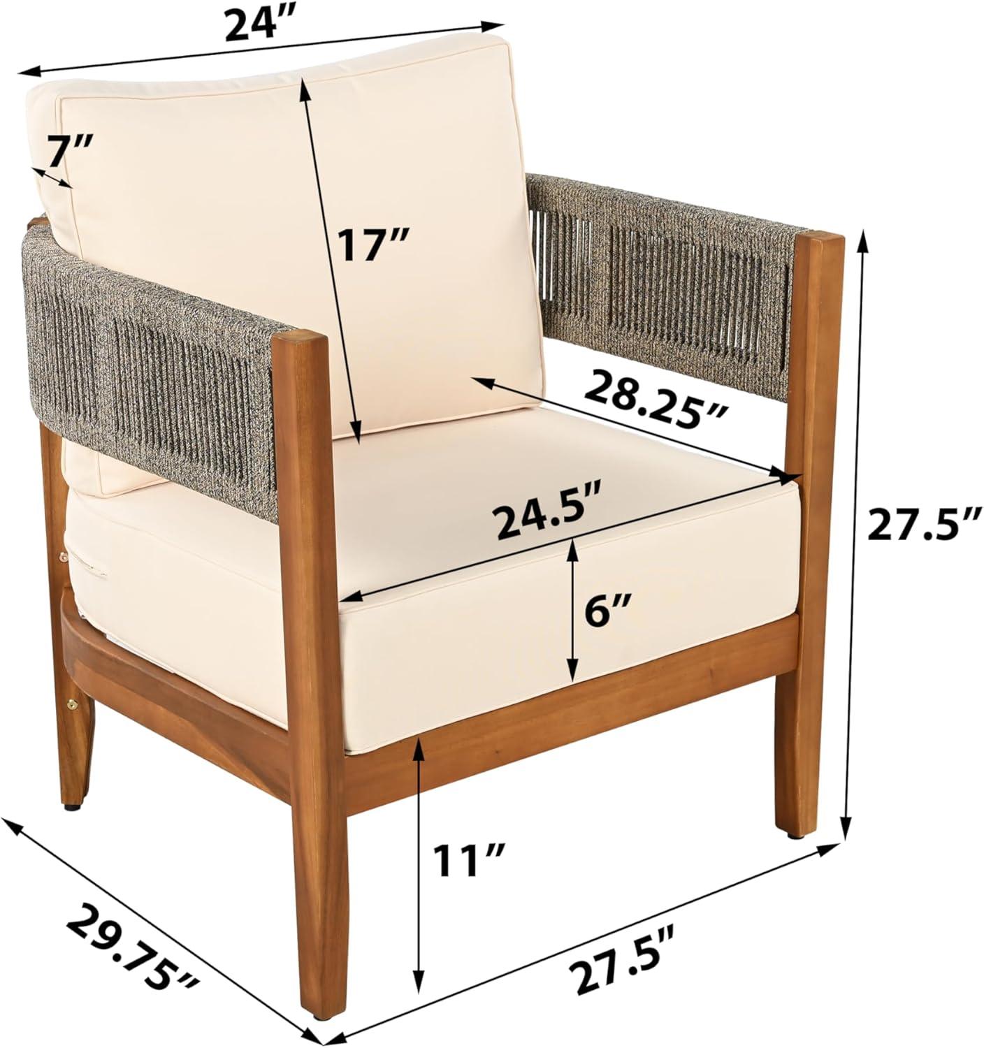 imageChristopher Knight Home Rekker Acacia Wood Outdoor Club Chair Set of 2 Patio Accent Chair with Removable Cushion Patio Furniture Set Comfy Reading Chair Wooden Single Lounge Sofa Set TeakBeige