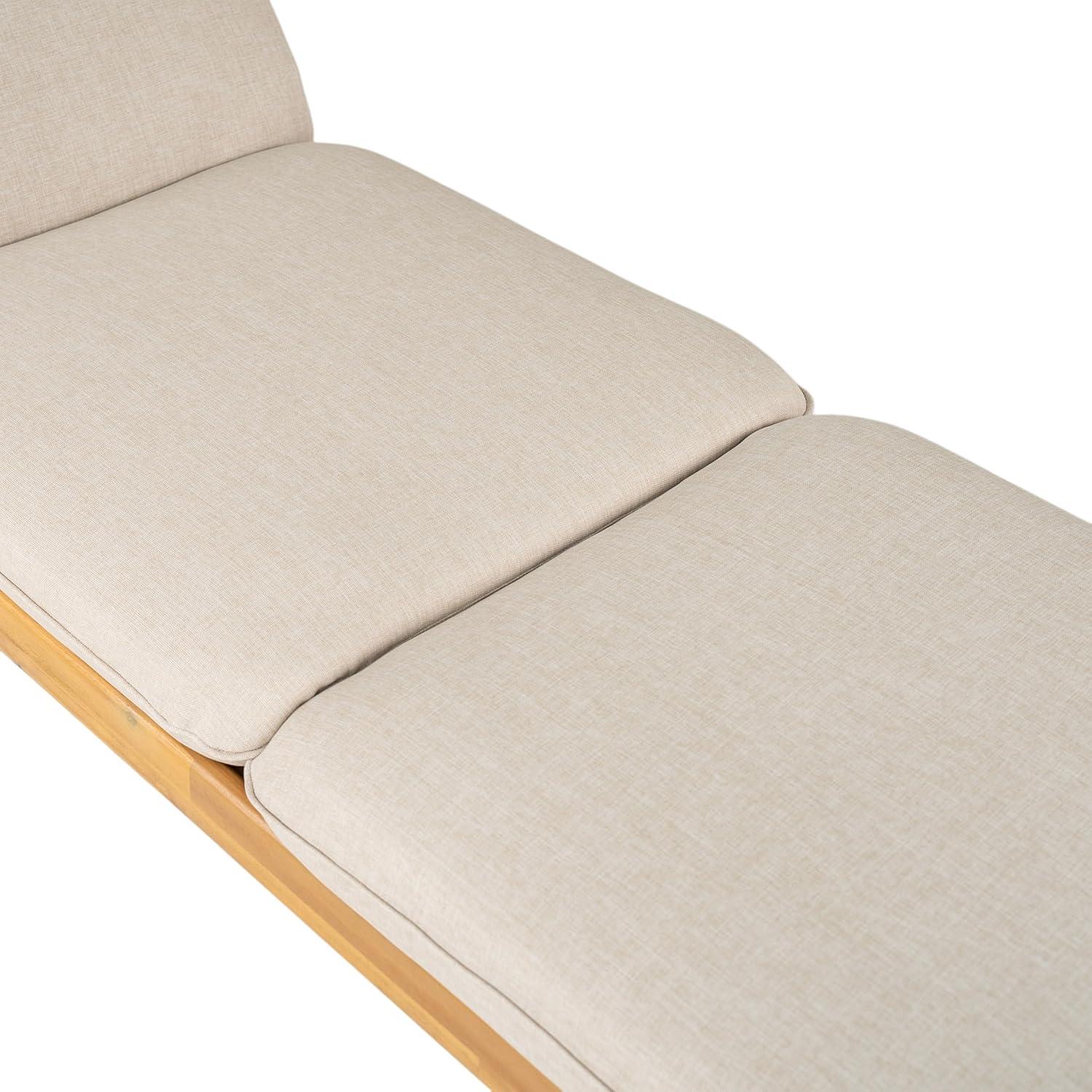 imageChristopher Knight Home Riviera Acacia Wood Chaise Lounge Chair Outdoor Set of 2 Wooden Patio Outdoor Chaise Lounge with Wheels and Cushions Adjustable Backrest Single Lounge Sofa Light TeakBeige