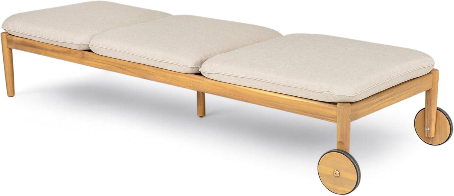 imageChristopher Knight Home Riviera Acacia Wood Chaise Lounge Chair Outdoor Set of 2 Wooden Patio Outdoor Chaise Lounge with Wheels and Cushions Adjustable Backrest Single Lounge Sofa Light TeakBeige