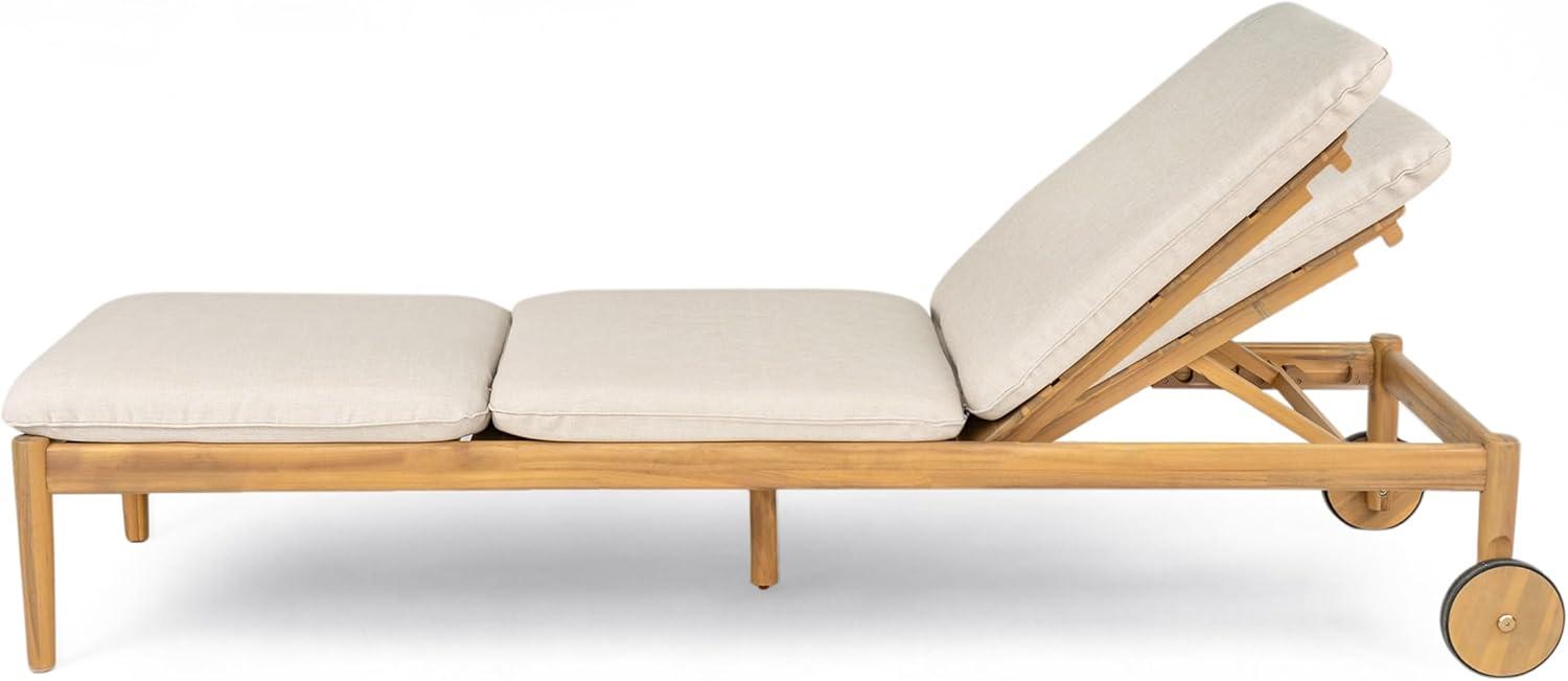 imageChristopher Knight Home Riviera Acacia Wood Chaise Lounge Chair Outdoor Set of 2 Wooden Patio Outdoor Chaise Lounge with Wheels and Cushions Adjustable Backrest Single Lounge Sofa Light TeakBeige
