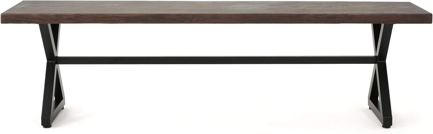 imageChristopher Knight Home Rolando Outdoor Aluminum Dining Bench with Steel Frame Brown Black