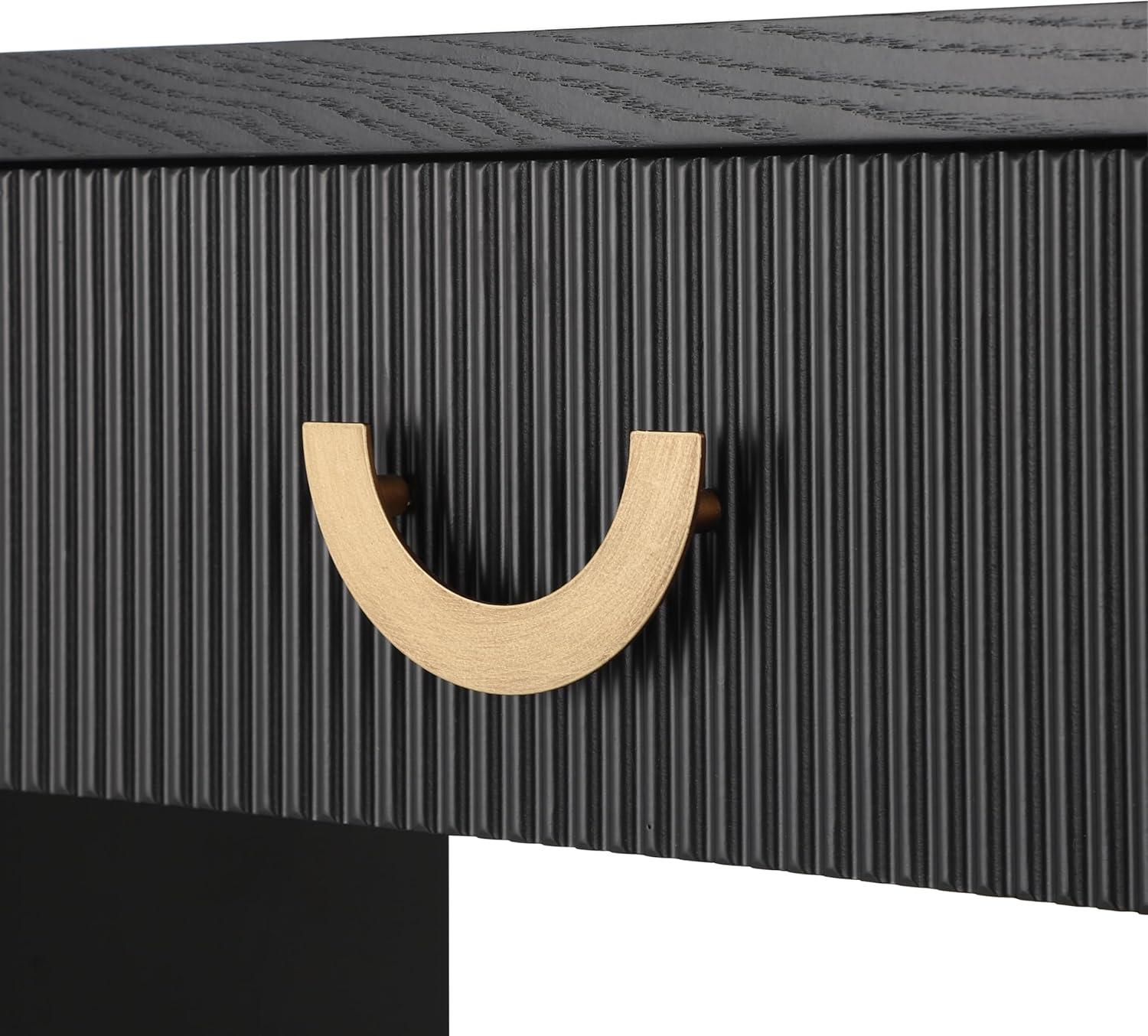 imageChristopher Knight Home Sama Narrow Console Table with Metal Drawer Pull Vertical Ribbed Design Indoor Accent Table MDF Wood Display Table with Metal Drawer Pull for Home Decoration Black