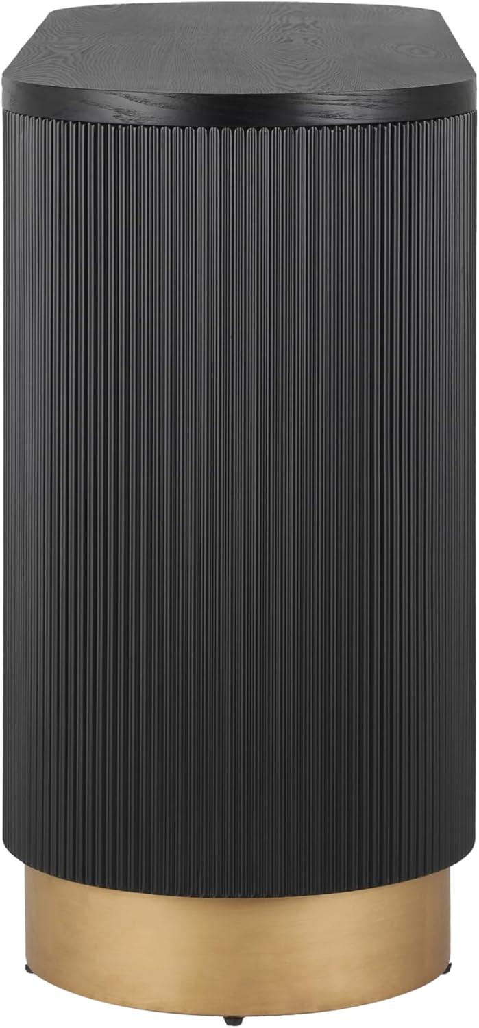 imageChristopher Knight Home Sama Narrow Console Table with Metal Drawer Pull Vertical Ribbed Design Indoor Accent Table MDF Wood Display Table with Metal Drawer Pull for Home Decoration Black