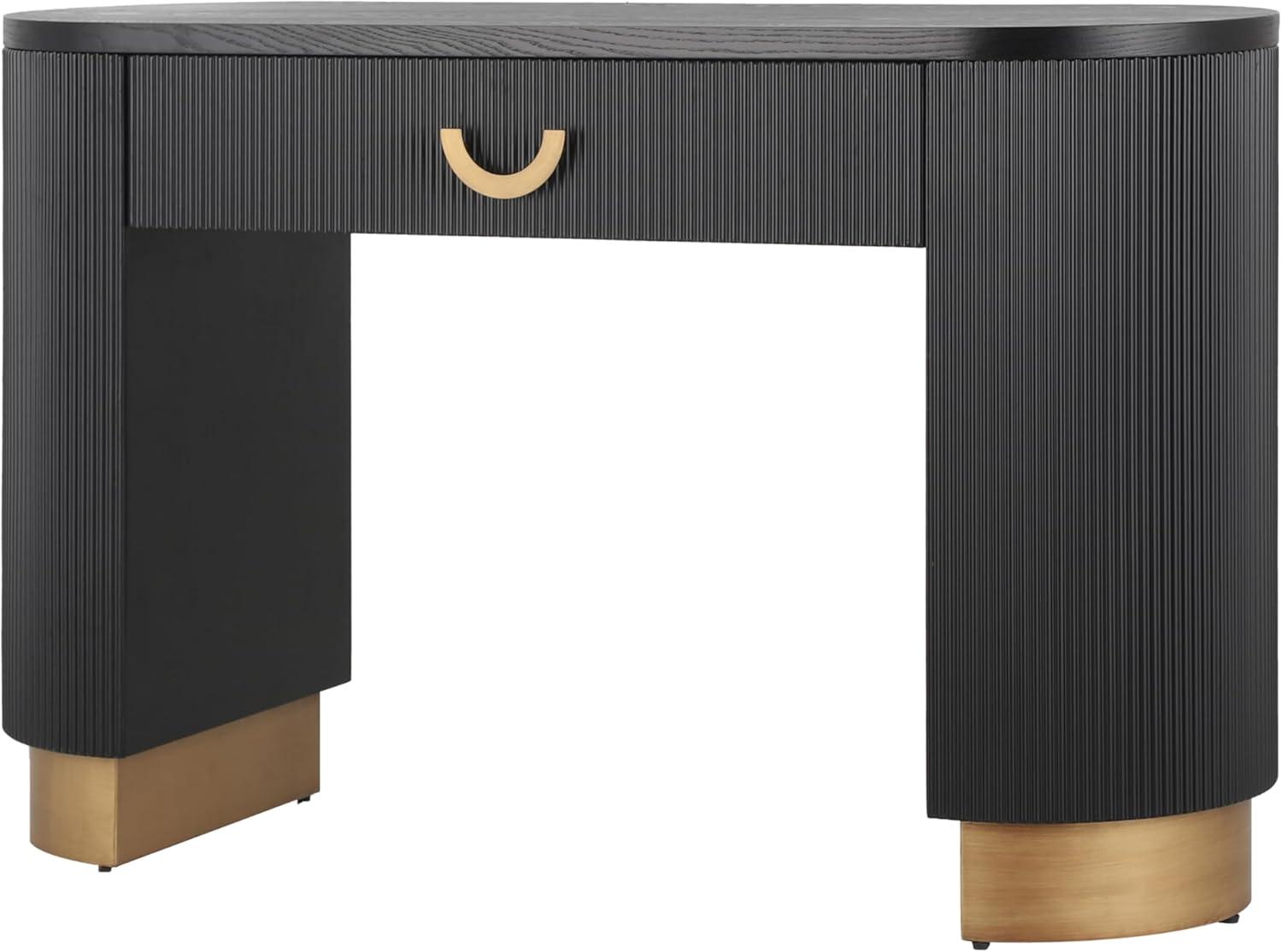 imageChristopher Knight Home Sama Narrow Console Table with Metal Drawer Pull Vertical Ribbed Design Indoor Accent Table MDF Wood Display Table with Metal Drawer Pull for Home Decoration Black