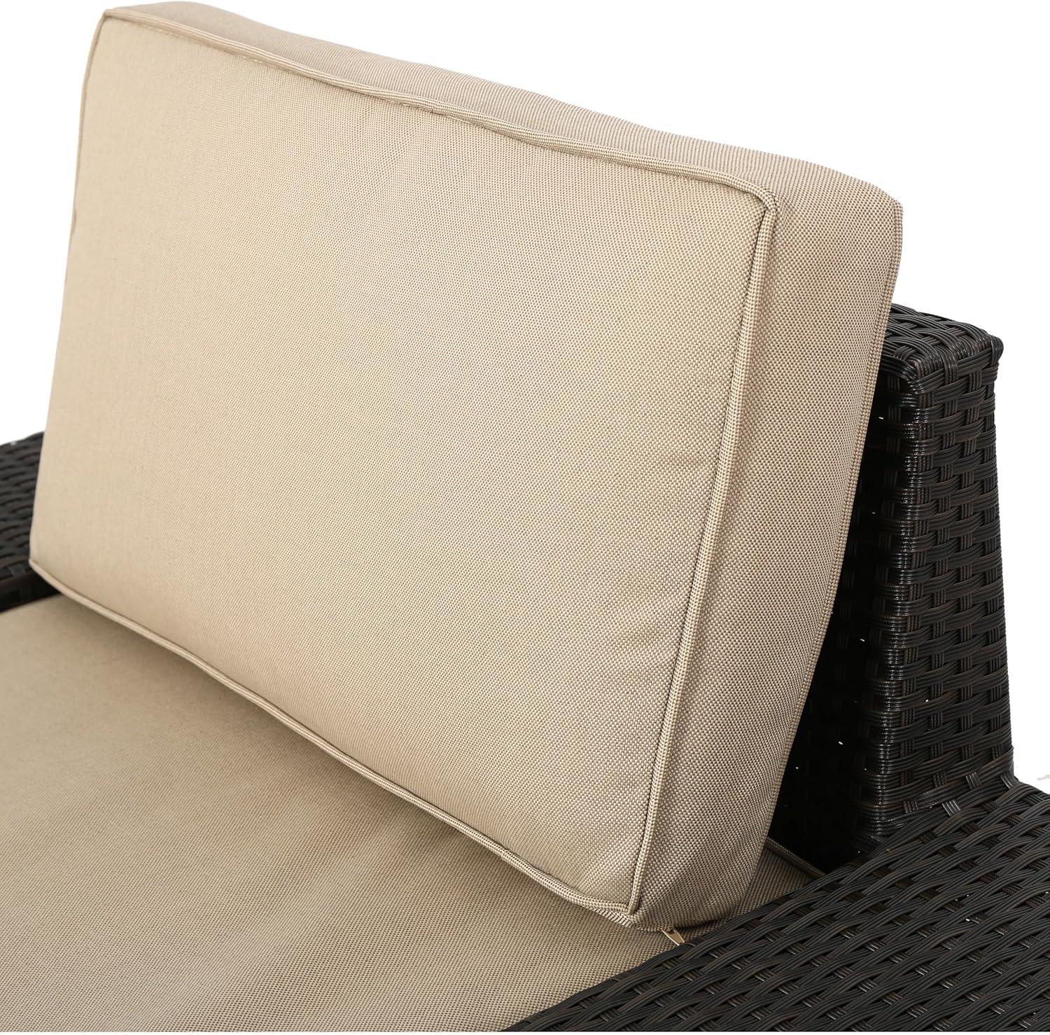 imageChristopher Knight Home Santa Cruz Outdoor Wicker Sectional Sofa Set with Water Resistant Cushions 6Pcs Set Brown