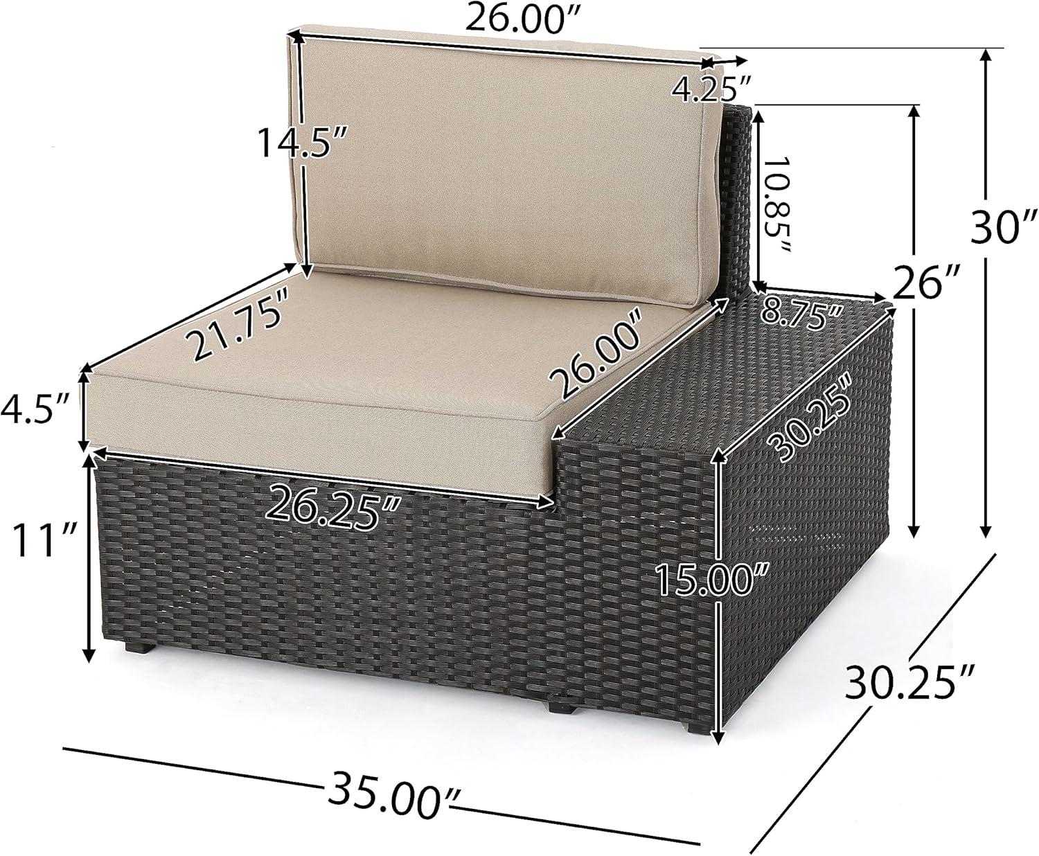 imageChristopher Knight Home Santa Cruz Outdoor Wicker Sectional Sofa Set with Water Resistant Cushions 6Pcs Set Brown
