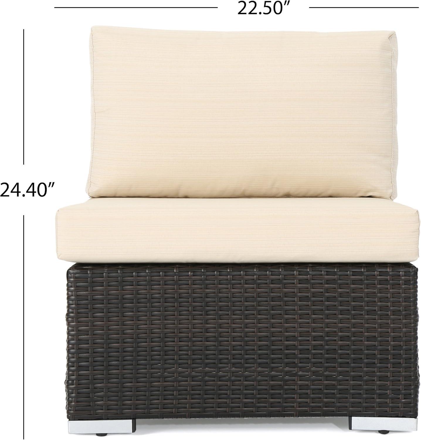 imageChristopher Knight Home Santa Rosa Outdoor Wicker 5Seater Chat Set with Aluminum Frame and Water Resistant Cushions Multibrown Beige