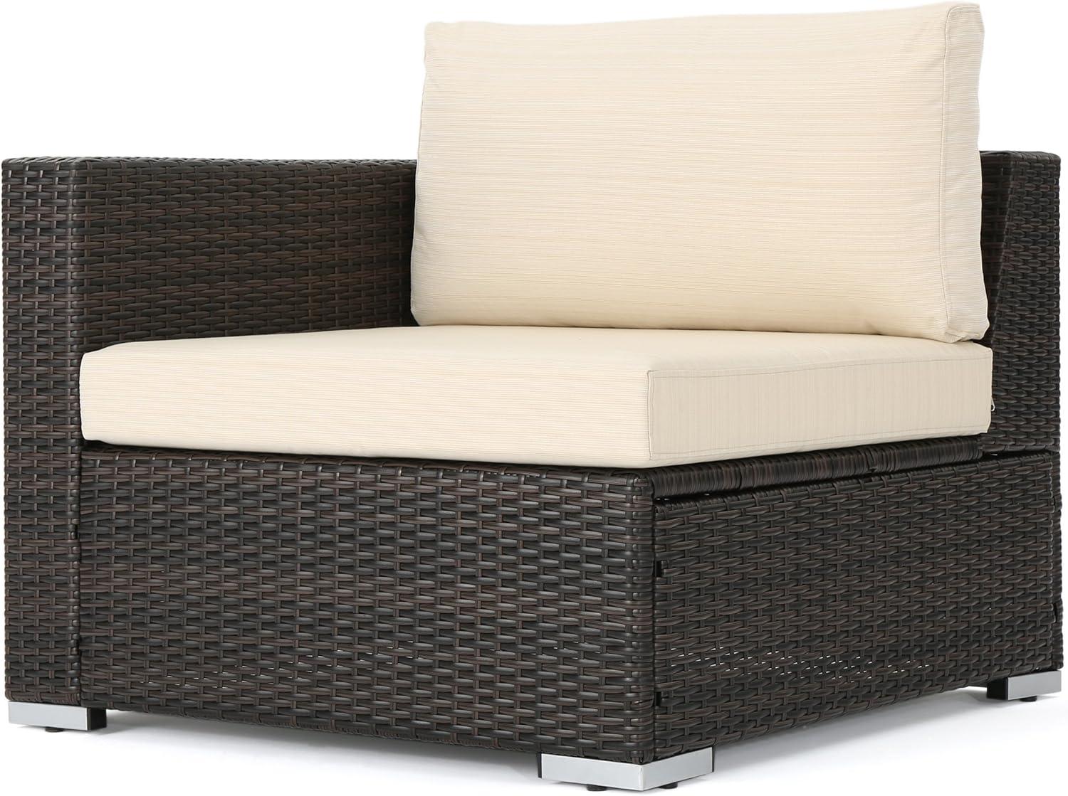 imageChristopher Knight Home Santa Rosa Outdoor Wicker 5Seater Chat Set with Aluminum Frame and Water Resistant Cushions Multibrown Beige