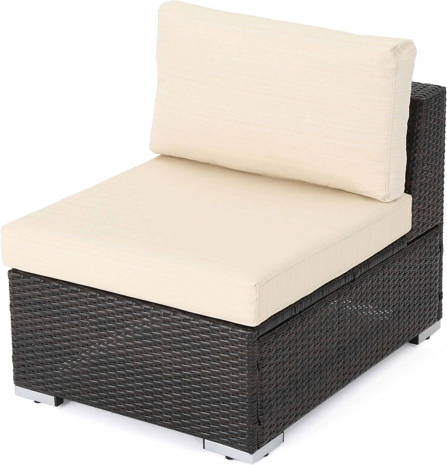 imageChristopher Knight Home Santa Rosa Outdoor Wicker 5Seater Chat Set with Aluminum Frame and Water Resistant Cushions Multibrown Beige