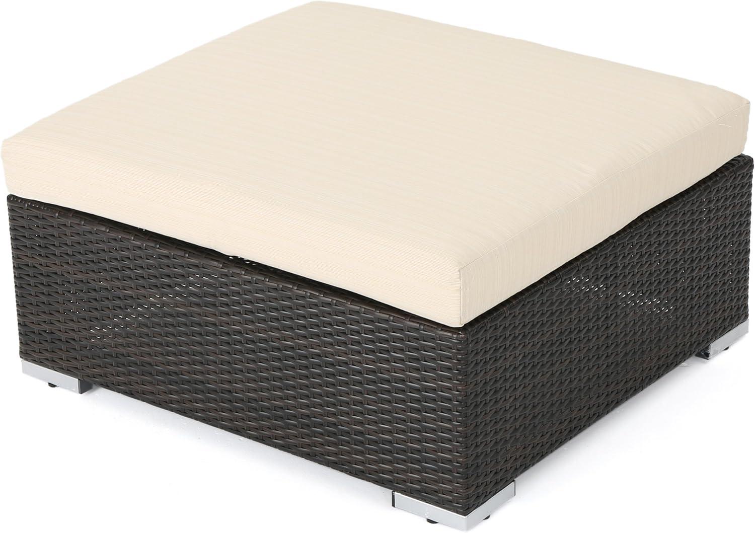 imageChristopher Knight Home Santa Rosa Outdoor Wicker 5Seater Chat Set with Aluminum Frame and Water Resistant Cushions Multibrown Beige