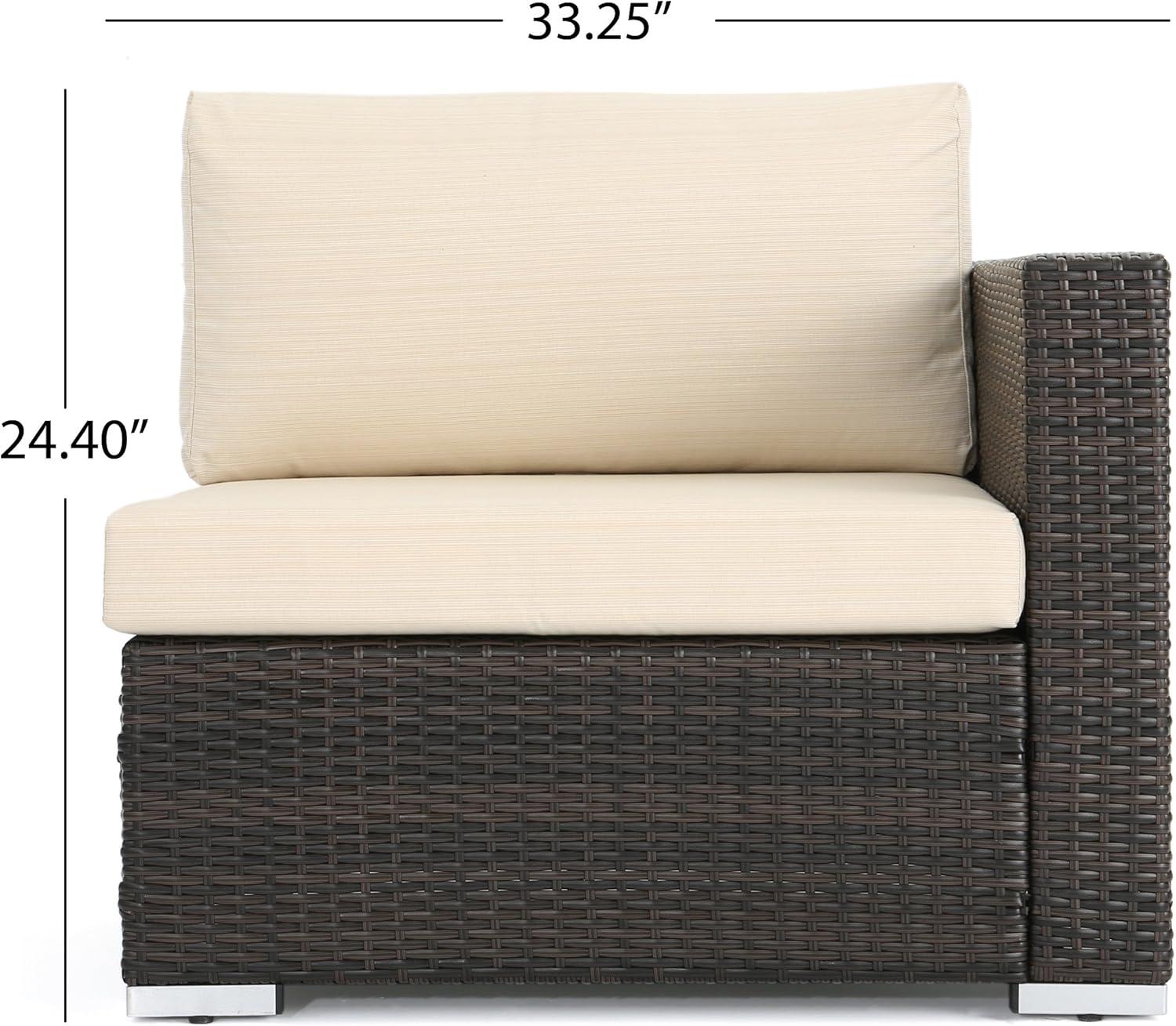 imageChristopher Knight Home Santa Rosa Outdoor Wicker 5Seater Chat Set with Aluminum Frame and Water Resistant Cushions Multibrown Beige