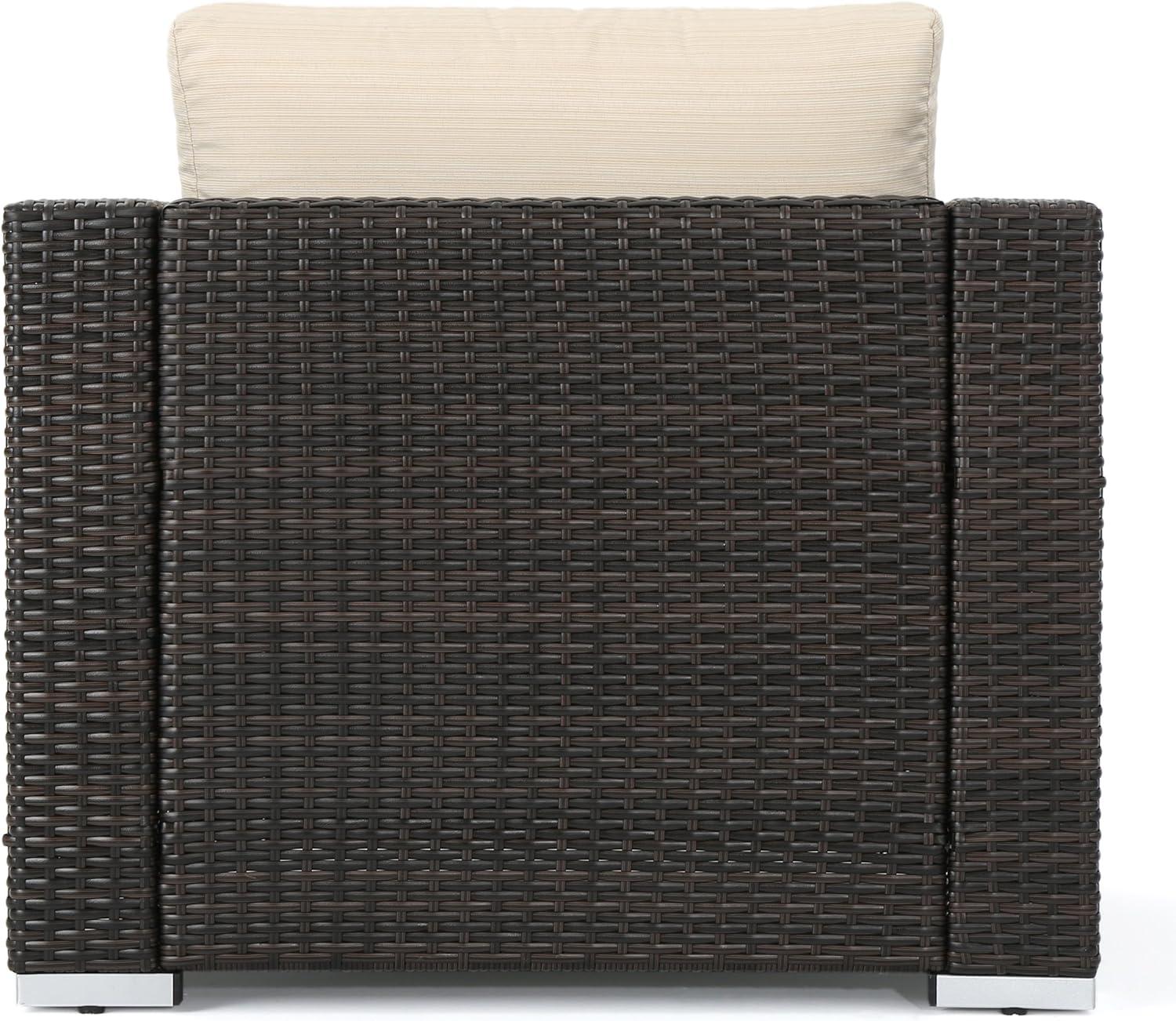 imageChristopher Knight Home Santa Rosa Outdoor Wicker 5Seater Chat Set with Aluminum Frame and Water Resistant Cushions Multibrown Beige