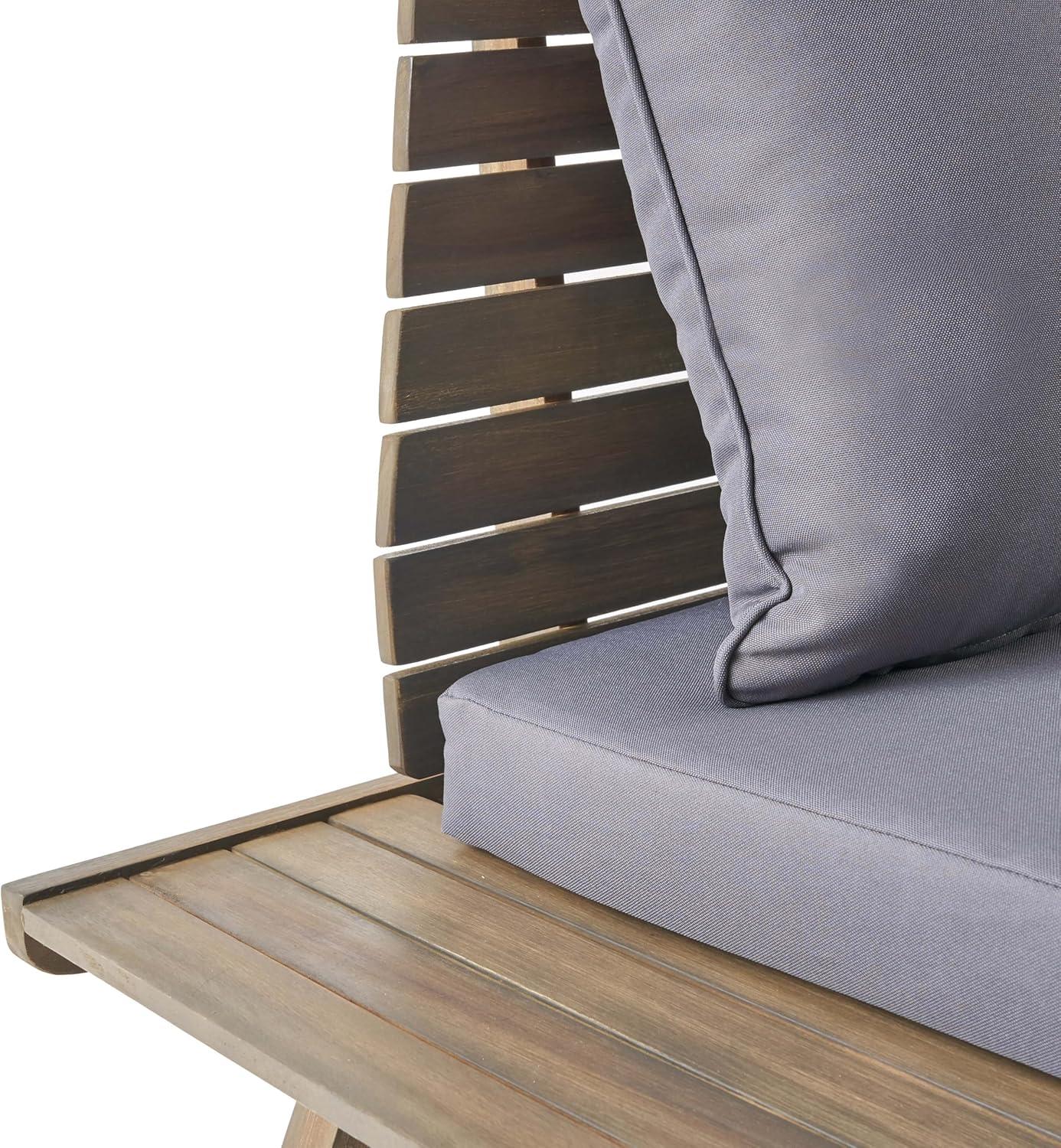 imageChristopher Knight Home Sedona Outdoor Acacia Wood 3 Piece Chat Set with Cushions 37 quotW x 2825 quotD x 295 quotH Dark Gray Gray