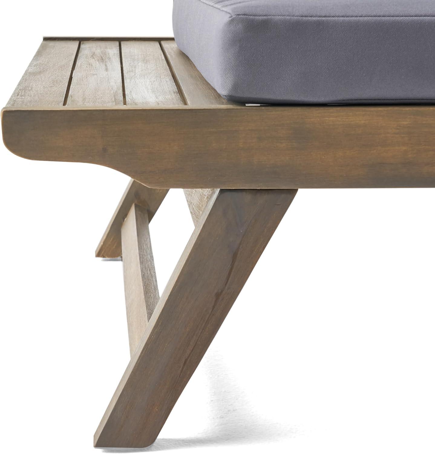 imageChristopher Knight Home Sedona Outdoor Acacia Wood 3 Piece Chat Set with Cushions 37 quotW x 2825 quotD x 295 quotH Dark Gray Gray