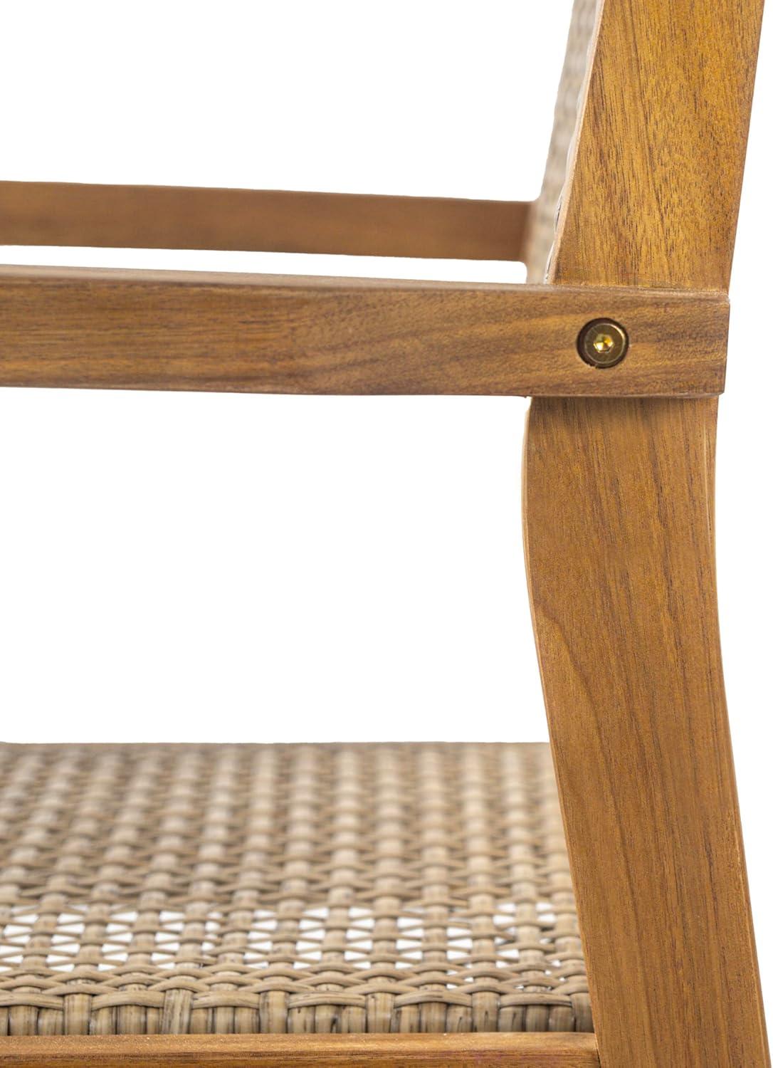 imageChristopher Knight Home Set of 2 Amaris Farmhouse Patio Garden Furntiure Acacia Wood Dining Chairs Armchair for IndoorOutdoor Dinner Woven Wicker Accents Poolside Kitchen Side Chair TeakBeige