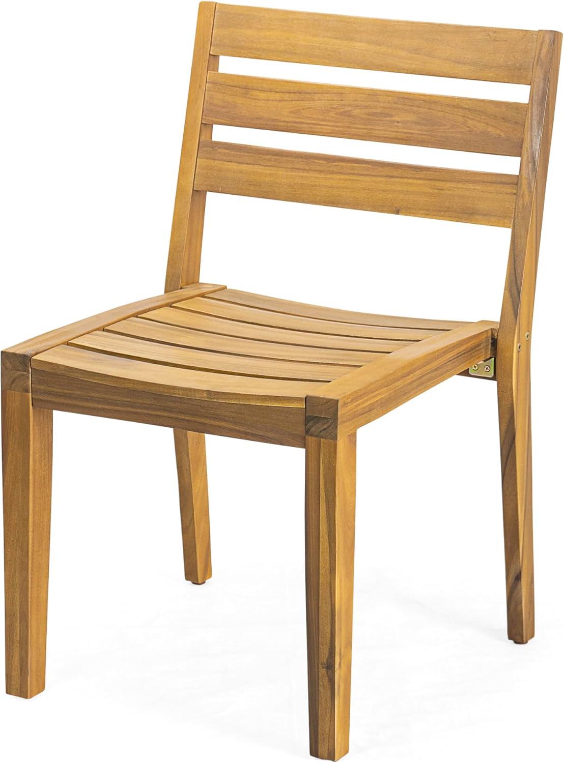 imageChristopher Knight Home Set of 2 Katie Tropical Style Patio Dining Chairs Acacia Wood OutdoorIndoor Side Chair GardenPorchBalconyPoolside Accent Chair Weather Resistant Teak Finish