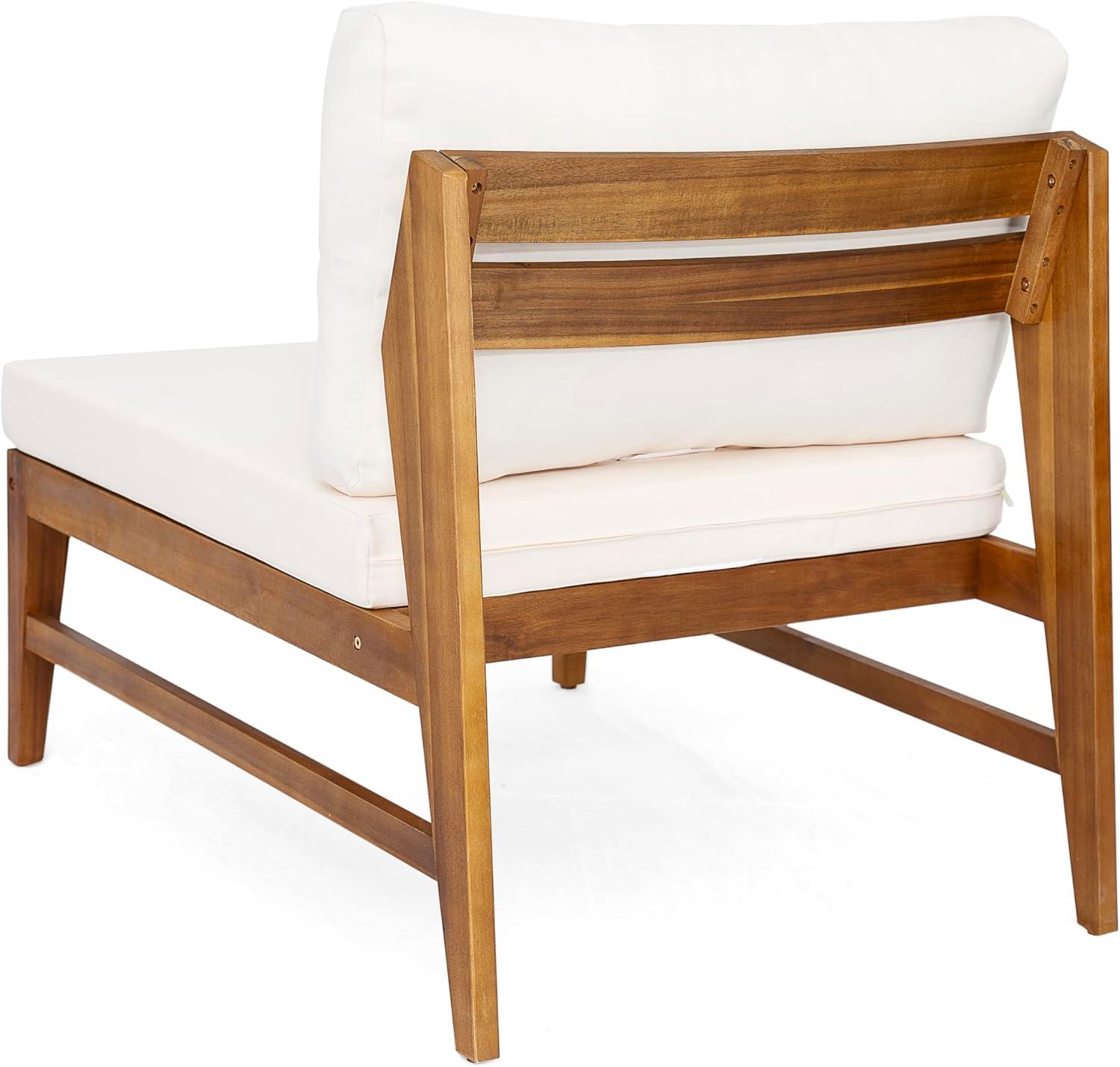 imageChristopher Knight Home Suri Set of 2 Acacia Wood Lounge Chair Outdoor Contemporary Accent Chair Set with Weather Resistant Cushion Deep Seating Armless Comfy Patio Chairs Teak Cream