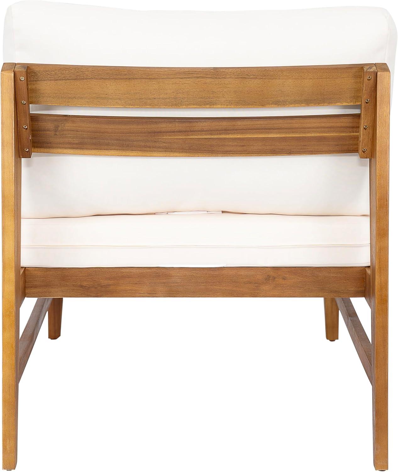 imageChristopher Knight Home Suri Set of 2 Acacia Wood Lounge Chair Outdoor Contemporary Accent Chair Set with Weather Resistant Cushion Deep Seating Armless Comfy Patio Chairs Teak Cream