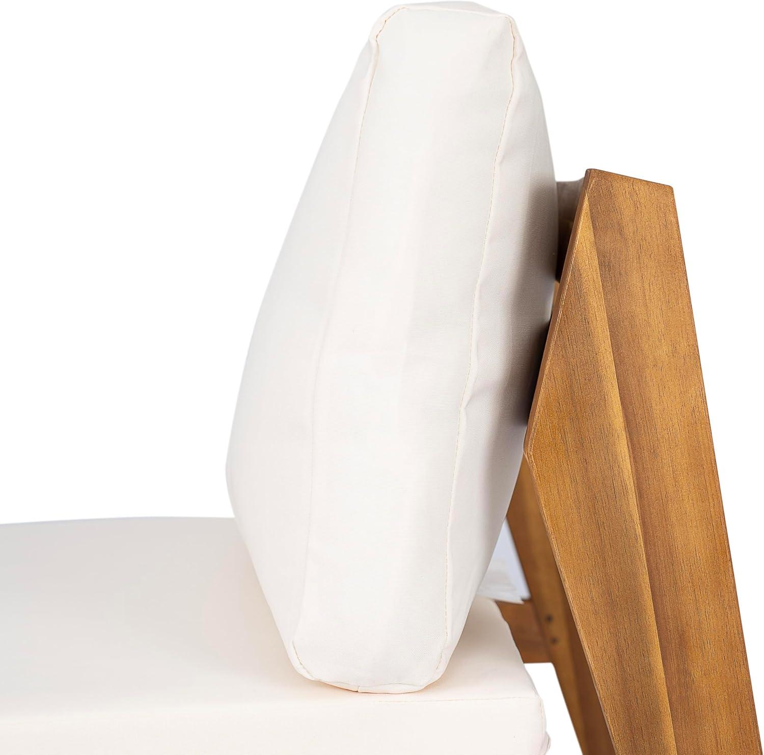 imageChristopher Knight Home Suri Set of 2 Acacia Wood Lounge Chair Outdoor Contemporary Accent Chair Set with Weather Resistant Cushion Deep Seating Armless Comfy Patio Chairs Teak Cream