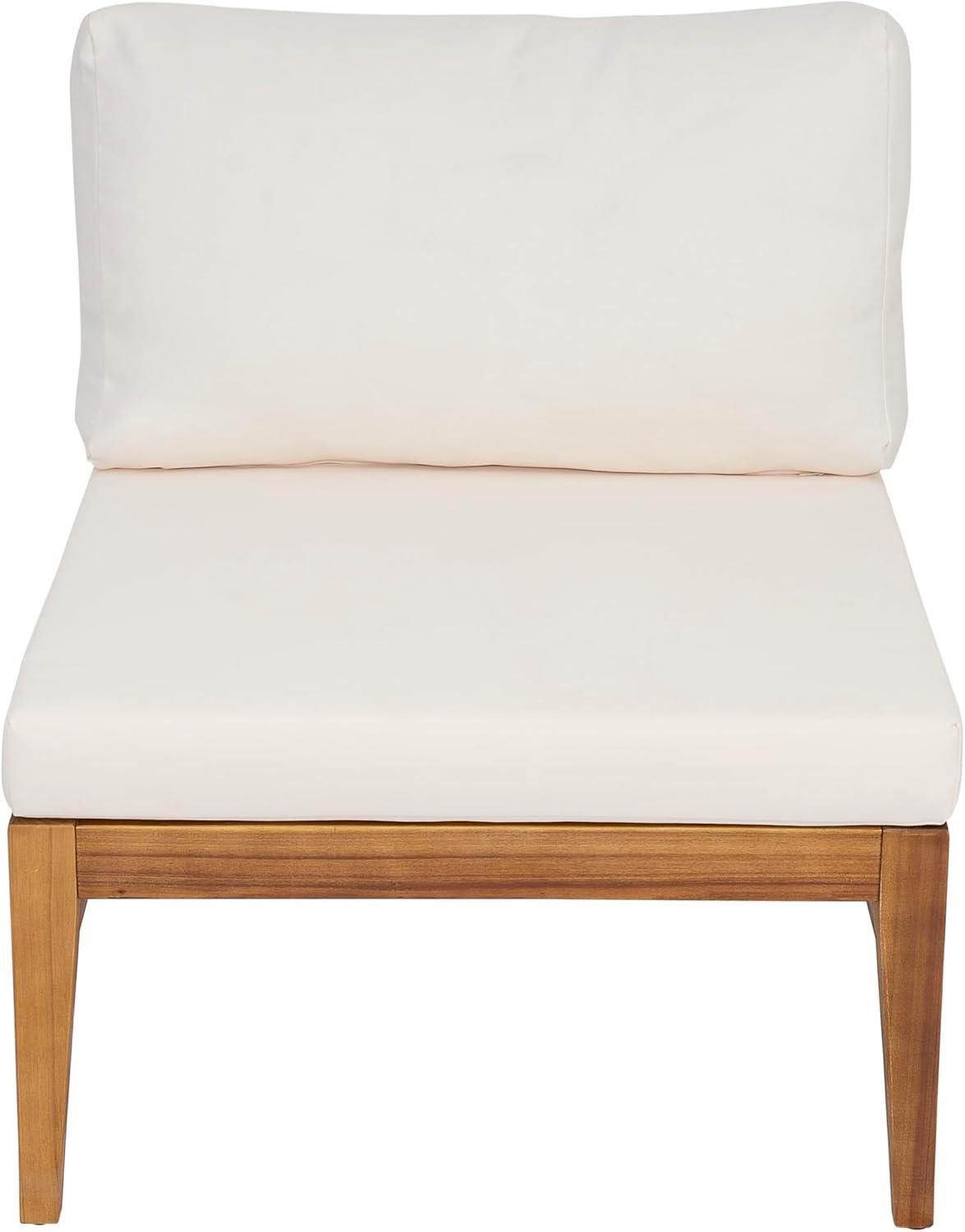 imageChristopher Knight Home Suri Set of 2 Acacia Wood Lounge Chair Outdoor Contemporary Accent Chair Set with Weather Resistant Cushion Deep Seating Armless Comfy Patio Chairs Teak Cream
