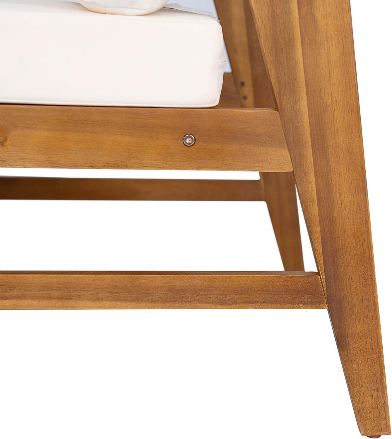 imageChristopher Knight Home Suri Set of 2 Acacia Wood Lounge Chair Outdoor Contemporary Accent Chair Set with Weather Resistant Cushion Deep Seating Armless Comfy Patio Chairs Teak Cream