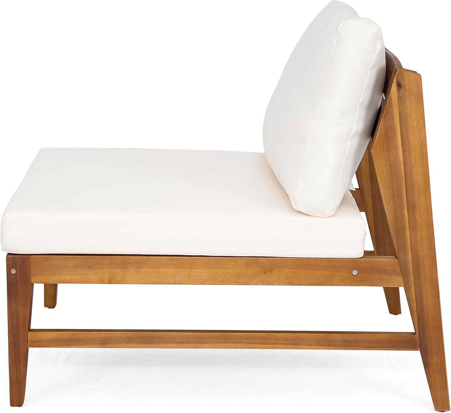 imageChristopher Knight Home Suri Set of 2 Acacia Wood Lounge Chair Outdoor Contemporary Accent Chair Set with Weather Resistant Cushion Deep Seating Armless Comfy Patio Chairs Teak Cream