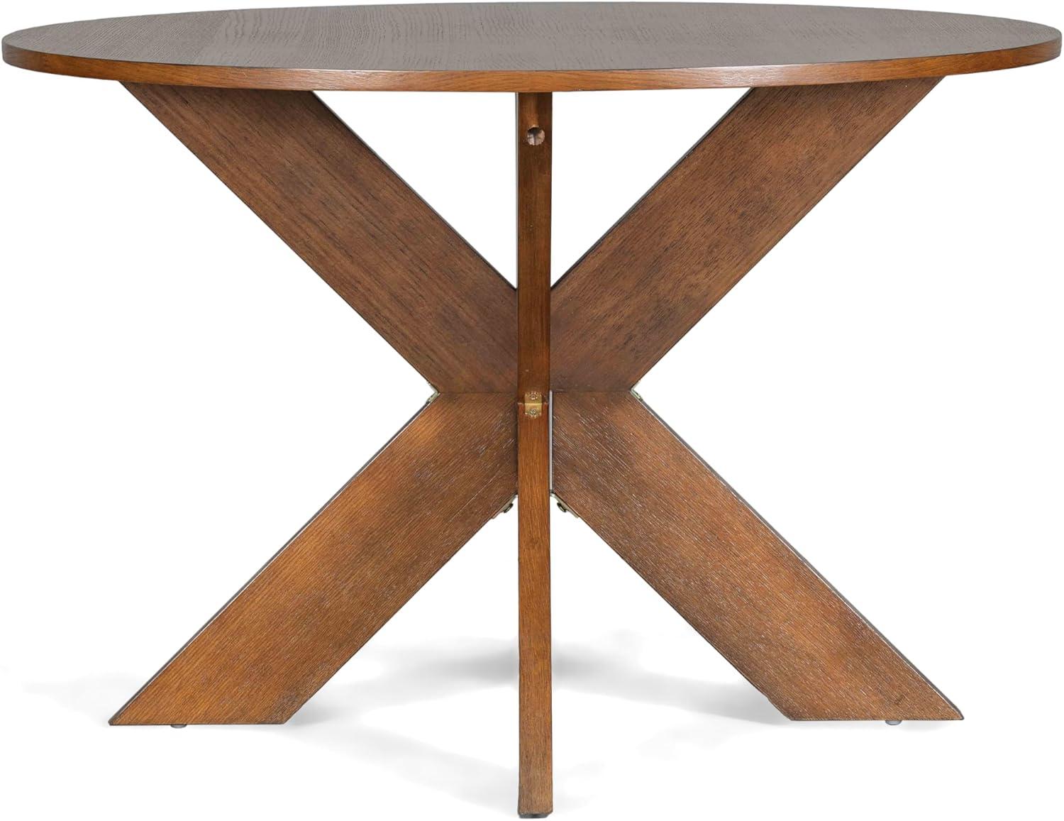 imageChristopher Knight Home Taliyah Round Dining Table for 5 MDF Round Top Modern Kitchen Table Premium Quality Farmhouse Dining Room Table Wooden Accent Table Brown