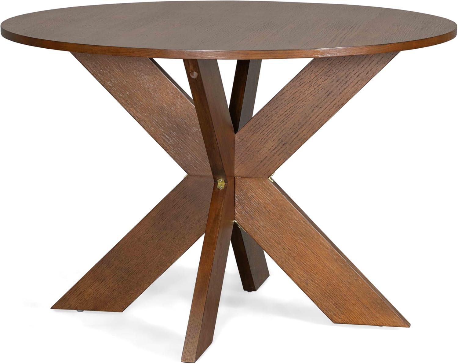 imageChristopher Knight Home Taliyah Round Dining Table for 5 MDF Round Top Modern Kitchen Table Premium Quality Farmhouse Dining Room Table Wooden Accent Table Brown