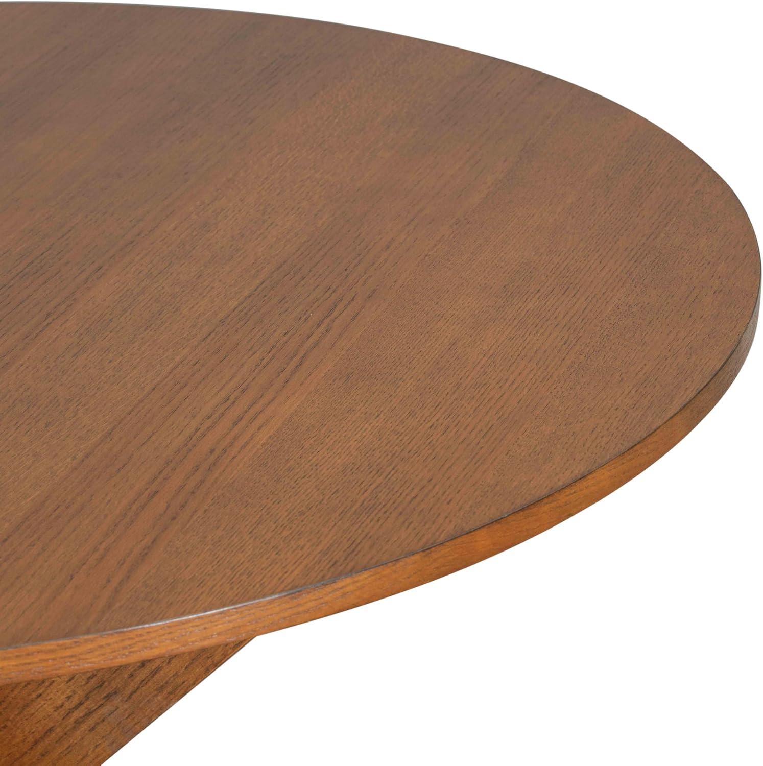 imageChristopher Knight Home Taliyah Round Dining Table for 5 MDF Round Top Modern Kitchen Table Premium Quality Farmhouse Dining Room Table Wooden Accent Table Brown