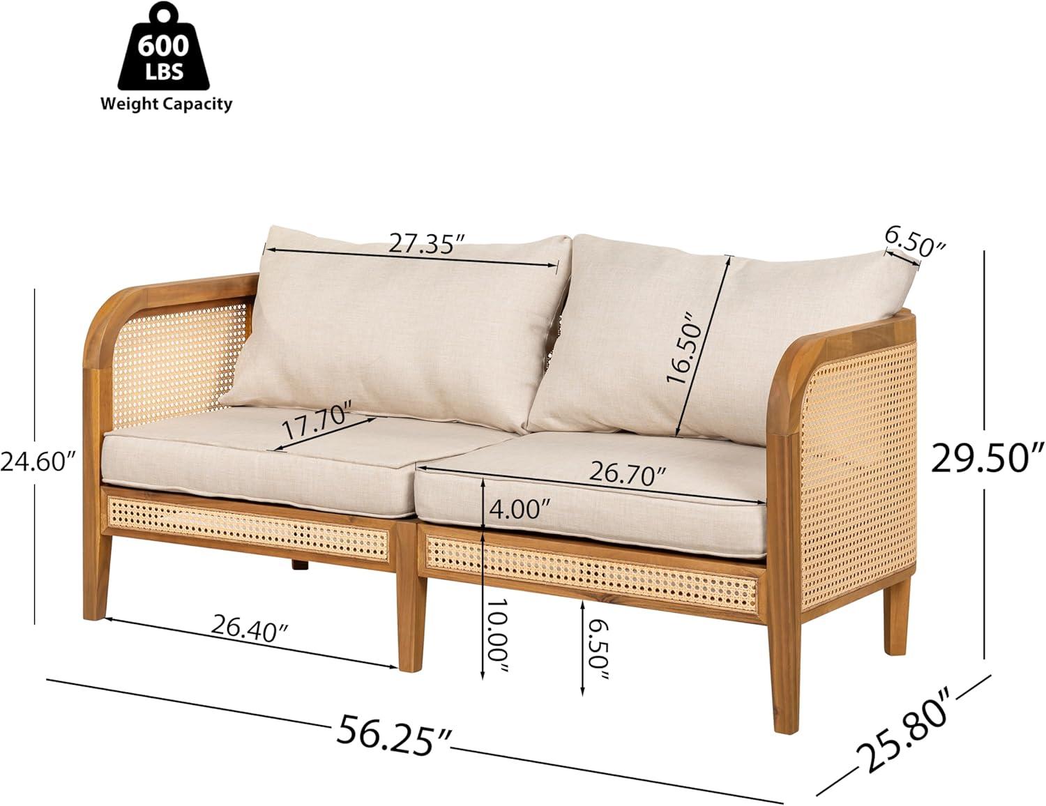 imageChristopher Knight Home Tilden 3Piece Patio Furniture Set 4Seater Acacia Wood Outdoor Patio Sectional Furniture Set Garden Wicker Loveseat and Accent Chair Set with Removable Cushions TeakBeige