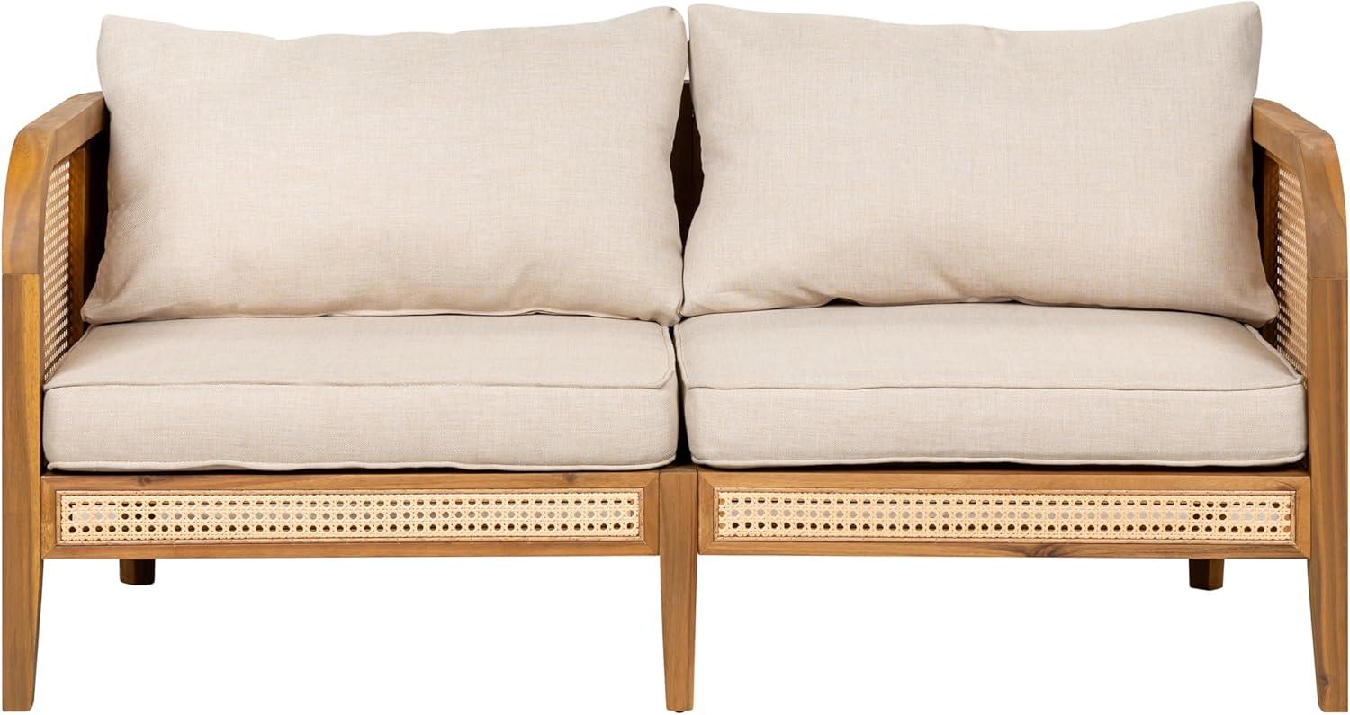 imageChristopher Knight Home Tilden 3Piece Patio Furniture Set 4Seater Acacia Wood Outdoor Patio Sectional Furniture Set Garden Wicker Loveseat and Accent Chair Set with Removable Cushions TeakBeige