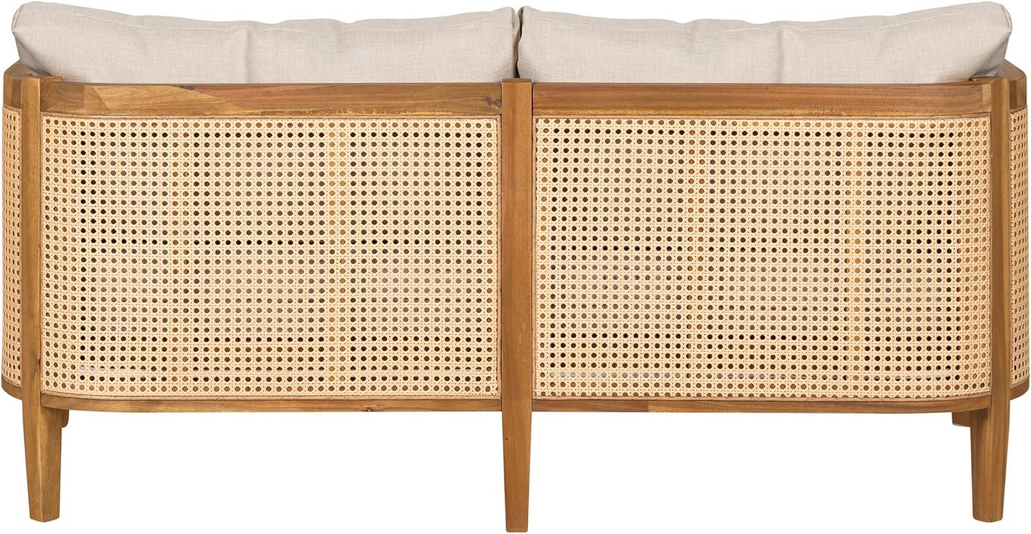 imageChristopher Knight Home Tilden Acacia Wood Outdoor Loveseat 2Seater Patio Furniture Sofa with Wicker Accent Wooden Patio Sofa Couch with ArmrestCushions Comfy LoungingReading Chair TeakBeige