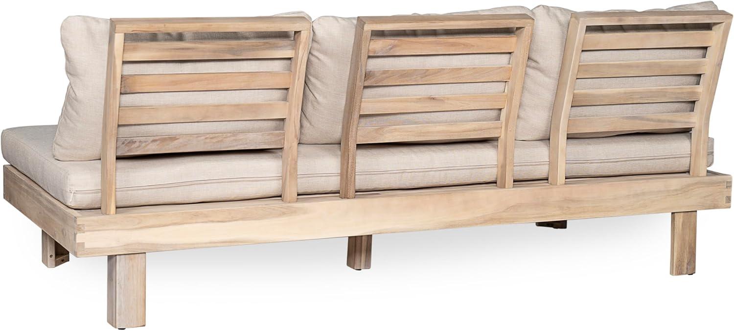imageChristopher Knight Home Topia Acacia Wood Outdoor 3 Seater Sofa with Cushion Wooden Patio Sofa Couch with Cushion Comfy Armless Cloud Sofa Couch Patio Furniture Sofa Set Light WashBeige