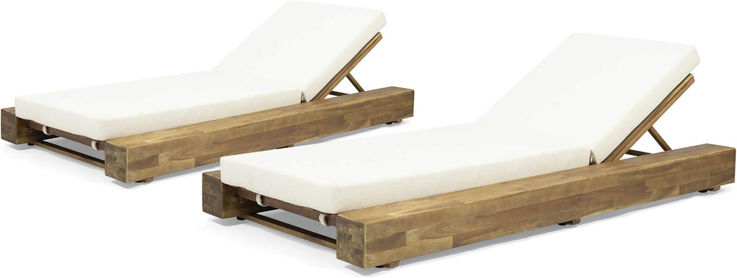imageChristopher Knight Home Tory Acacia Wood Chaise Lounge Chair Outdoor Set of 2 Adjustable Backrest Sun Lounger Recliner Patio Outdoor Chaise Lounge with 4quot Thick WaterResistant Cushions TeakCream