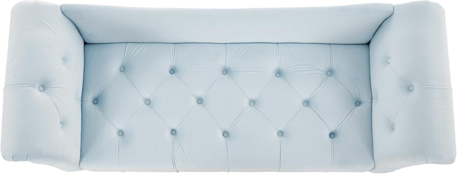imageChristopher Knight Home Ucal Velvet Upholstered End of Bed Ottoman Wooden Living Room Ottoman Bench with Curved Arms Long Entryway Bench with Button Tufting Long Seating for Bedroom Light Blue