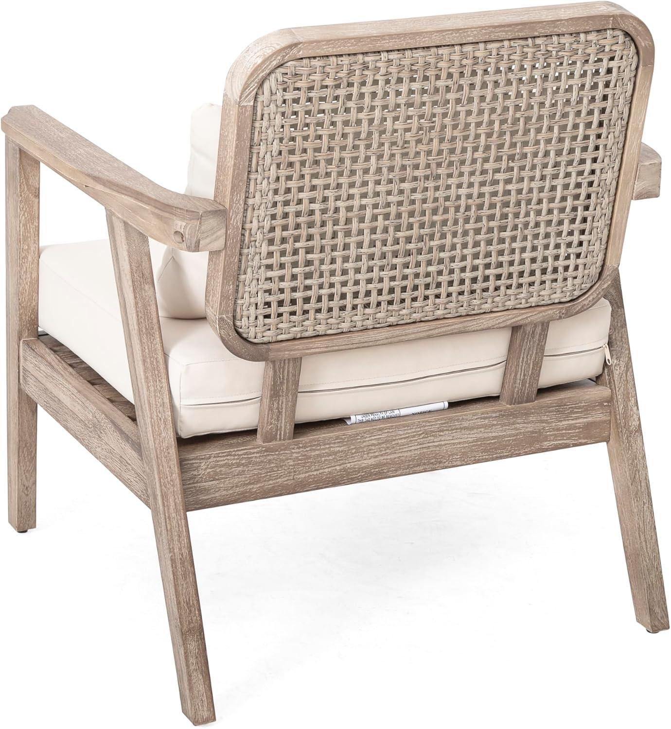 imageChristopher Knight Home Ursa Outdoor Patio Club Chair Acacia Wood Arm Chair Single Sofa Chair Patio Furniture Deep Seating with Cushion for Porch Garden Backyard Balcony Light Brown