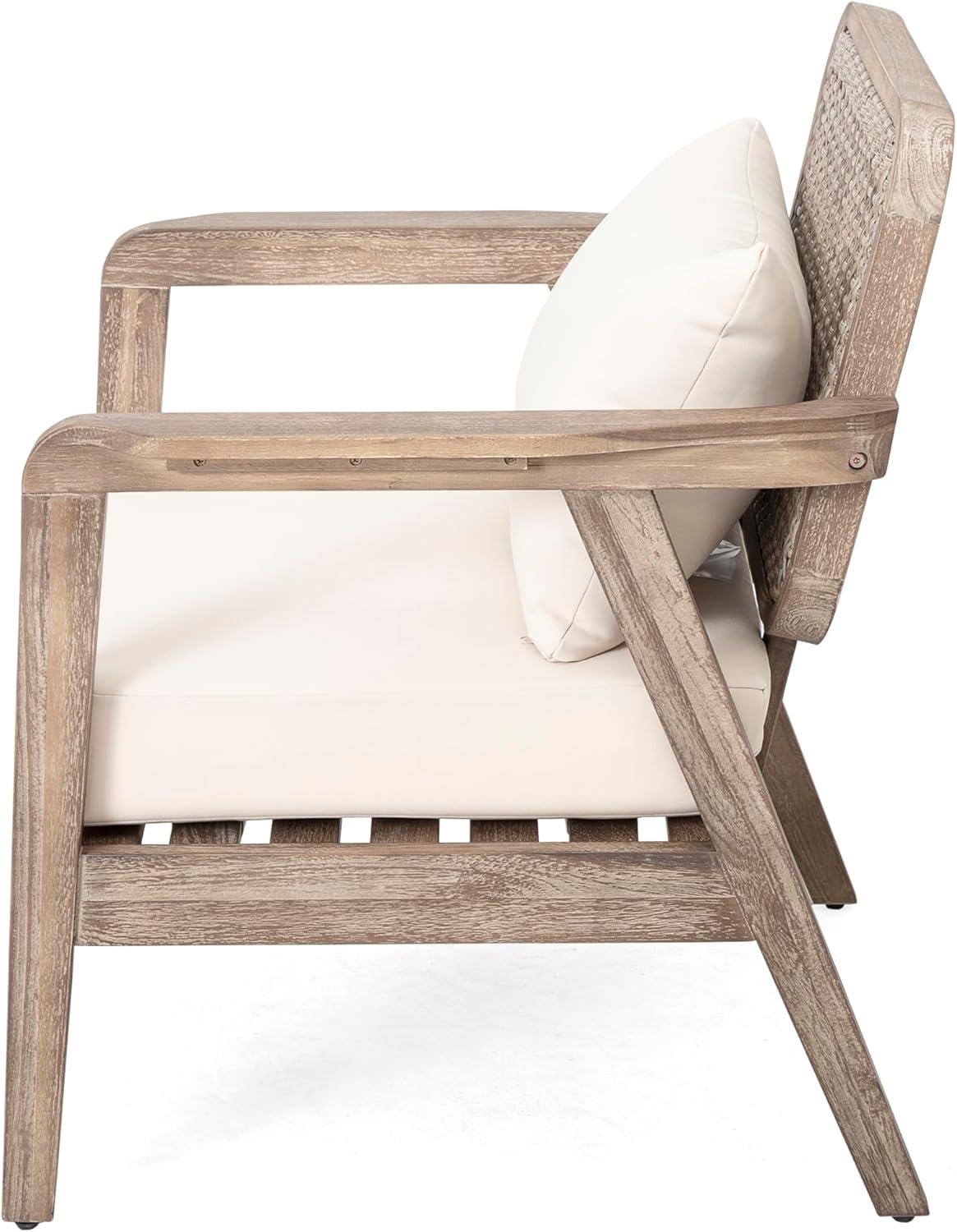 imageChristopher Knight Home Ursa Outdoor Patio Club Chair Acacia Wood Arm Chair Single Sofa Chair Patio Furniture Deep Seating with Cushion for Porch Garden Backyard Balcony Light Brown