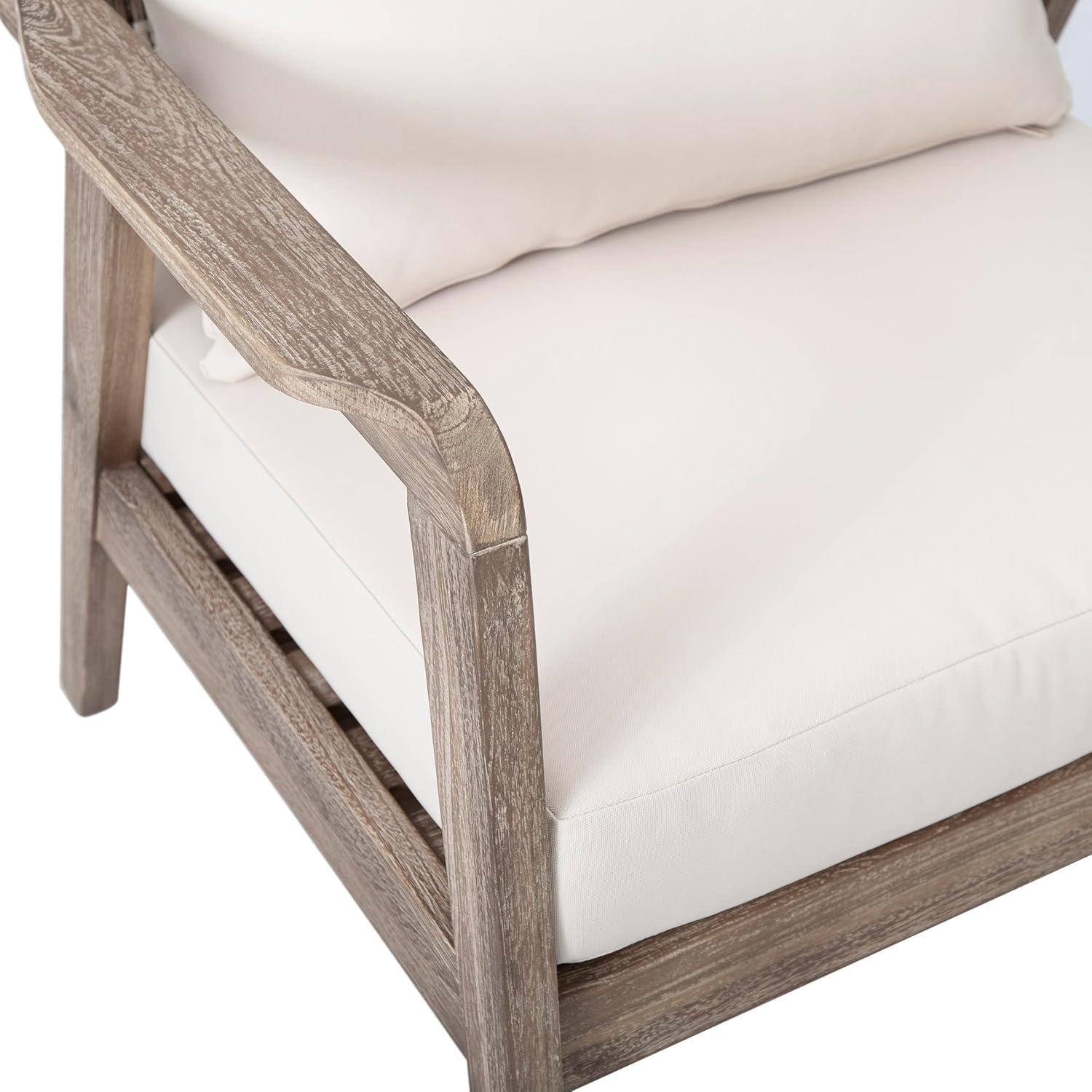 imageChristopher Knight Home Ursa Outdoor Patio Club Chair Acacia Wood Arm Chair Single Sofa Chair Patio Furniture Deep Seating with Cushion for Porch Garden Backyard Balcony Light Brown