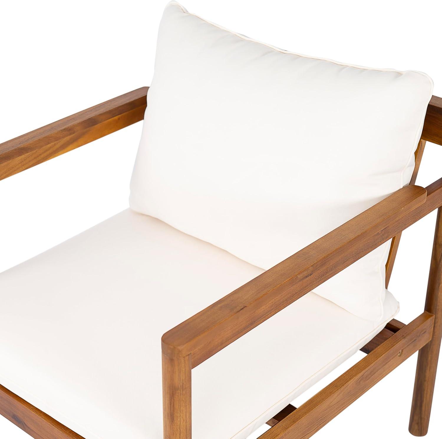 imageChristopher Knight Home Veera Set of 2 Acacia Wood Lounge Chair Outdoor with Rope Accent Accent Chair with WaterRepellent Cushions Comfy Chairs for GardenBackyard Patio Furniture Teak Cream