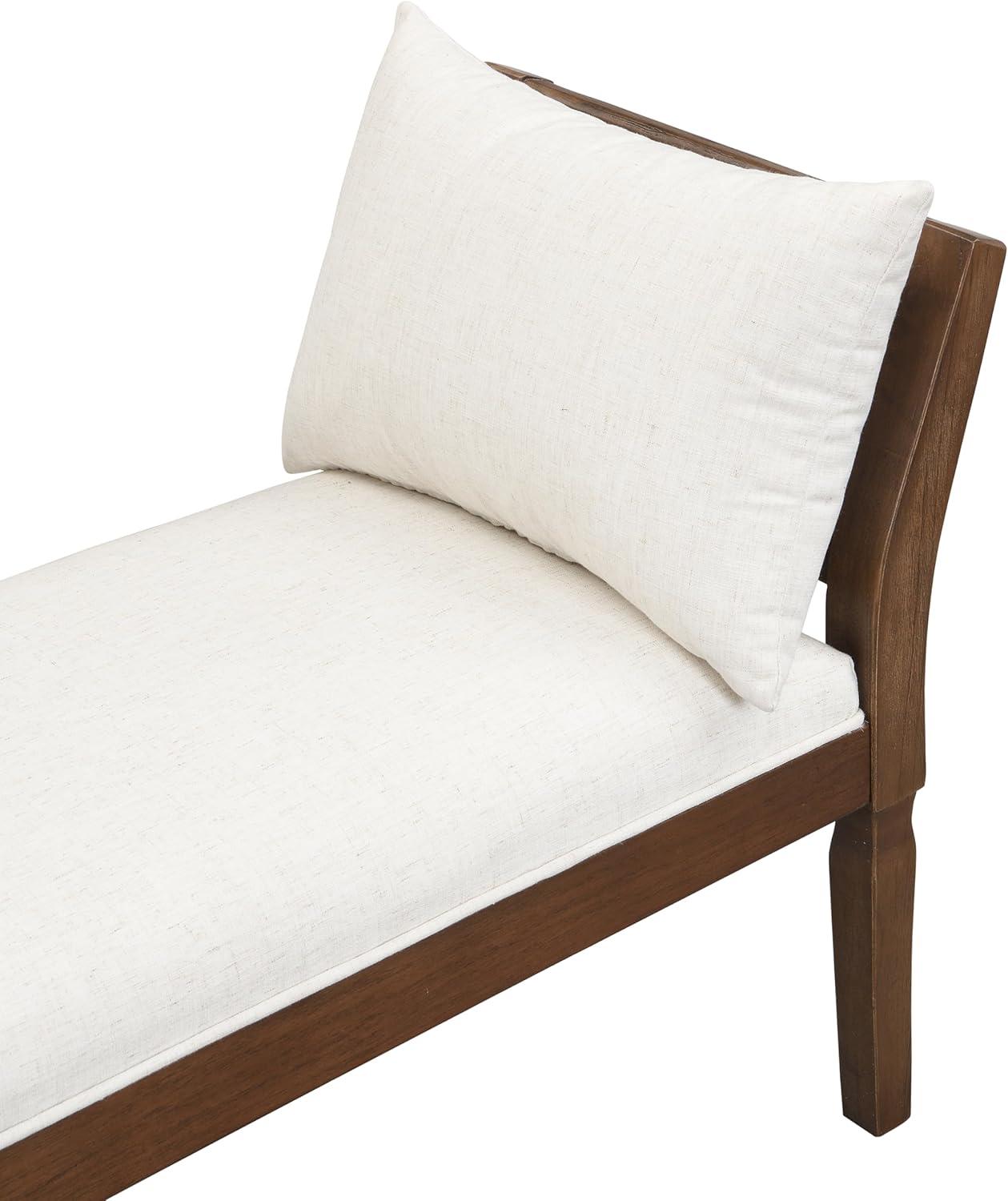 imageChristopher Knight Home Viko Farmhouse Wooden Living Room Ottoman Bench with Crossback Detail Upholstered End of Bed Ottoman with Armrest Long Entryway Bench Long Seating for Bedroom BeigeWalnut
