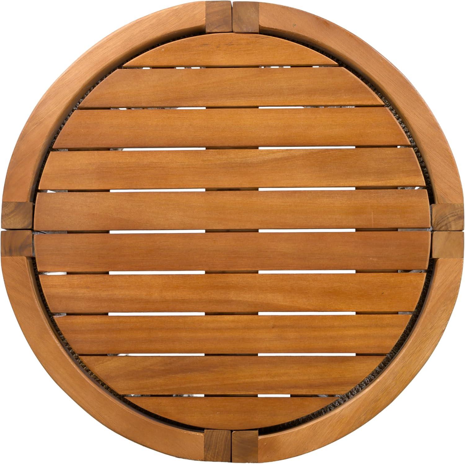 imageChristopher Knight Home Viktor Acacia Wood Outdoor Side Table Patio Round Coffee Table with Woven Rope Accents Table for Patio Furniture Set Elegant Slatted Design WeatherResistant Teak