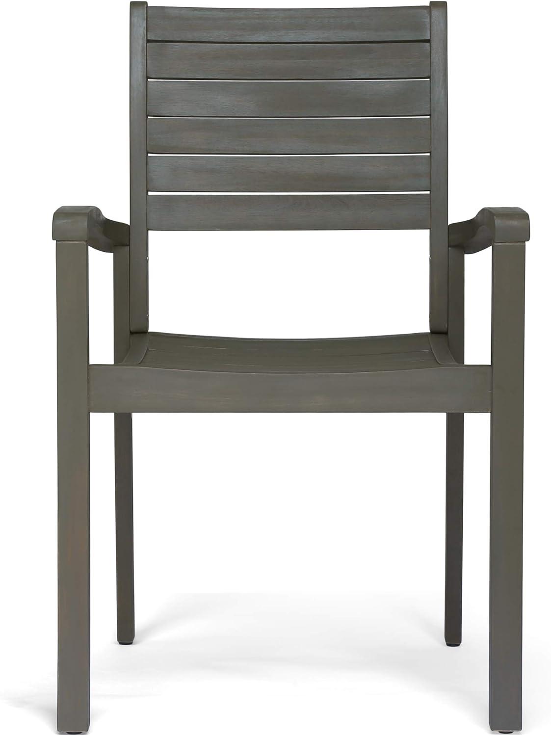 imageChristopher Knight Home Watts Outdoor Acacia Wood Dining Chairs Gray Finish Set of 2
