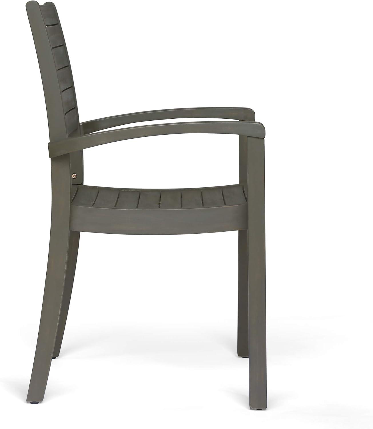 imageChristopher Knight Home Watts Outdoor Acacia Wood Dining Chairs Gray Finish Set of 2