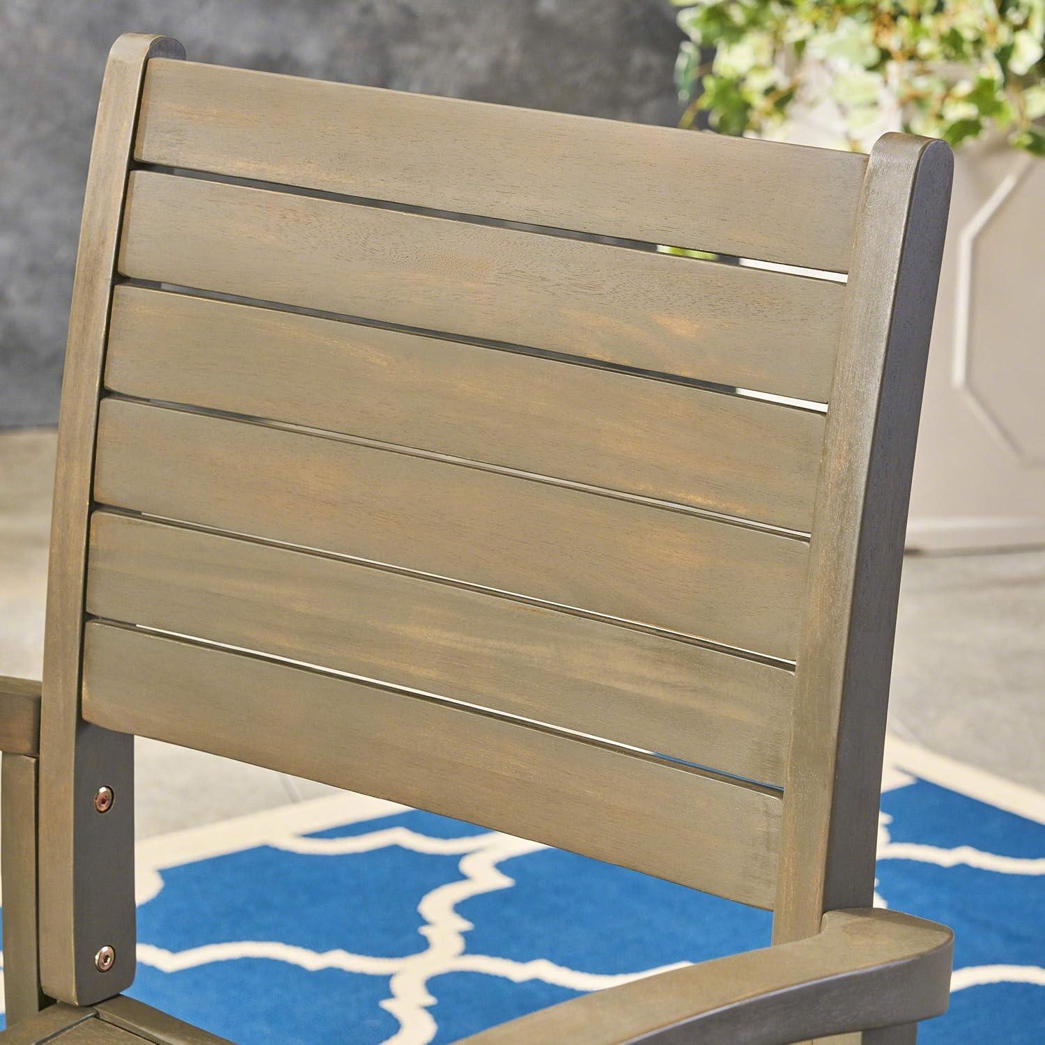 imageChristopher Knight Home Watts Outdoor Acacia Wood Dining Chairs Gray Finish Set of 2