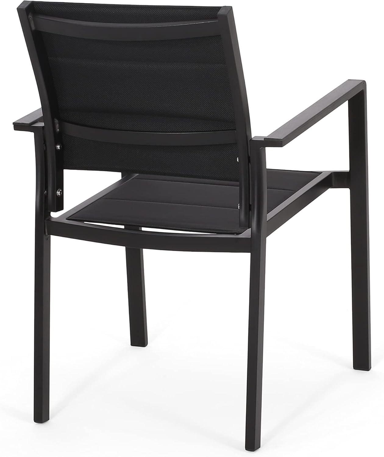 imageChristopher Knight Home Wilbur Outdoor Dining Chairs Mesh and Aluminum Black Set of 2