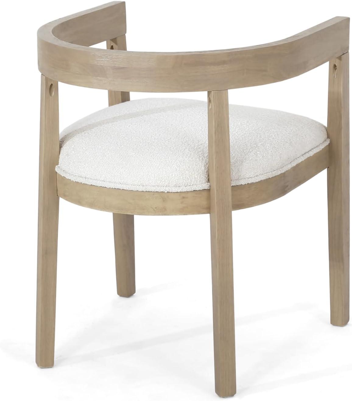 imageChristopher Knight Home Yera Wooden Kitchen Table Chairs Set of 6 7 Piece Dining Set with Chairs Ample Dining Table Set for 6 Comfy Upholstered Curved Back Armchairs Beige Light Natural