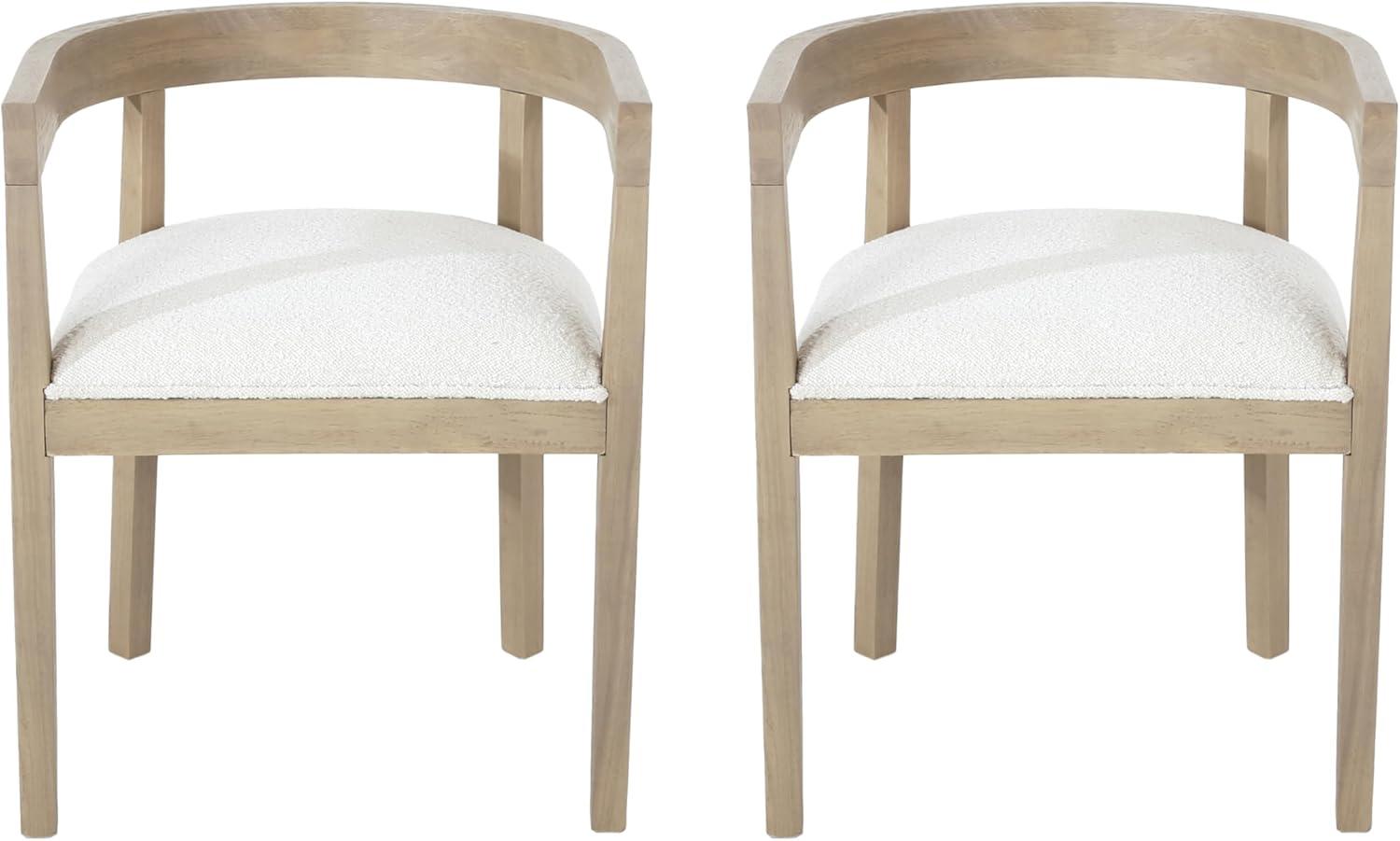 imageChristopher Knight Home Yera Wooden Kitchen Table Chairs Set of 6 7 Piece Dining Set with Chairs Ample Dining Table Set for 6 Comfy Upholstered Curved Back Armchairs Beige Light Natural