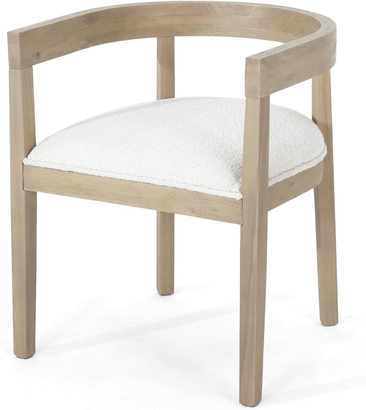 imageChristopher Knight Home Yera Wooden Kitchen Table Chairs Set of 6 7 Piece Dining Set with Chairs Ample Dining Table Set for 6 Comfy Upholstered Curved Back Armchairs Beige Light Natural